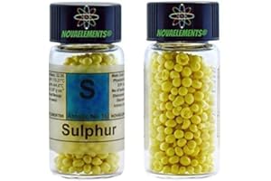 NOVAELEMENTS Zolfo elemento 16 S, pellets 99,9% 10 grammi in fiala di vetro con etichetta