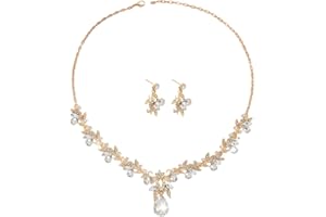 XFSRG Parure Bijoux Femme Collier Boucles D'oreilles Tendance Zircone Ensemble de Bijoux Idéal pour les Mariages et les Fêtes