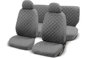 Lupex Shop Trap_Gc Coprisedili Auto Universale Trapuntato Grigio Chiaro, Set Copri-Sedile fodere per Anteriori e Posteriori, Accessori Interni Auto