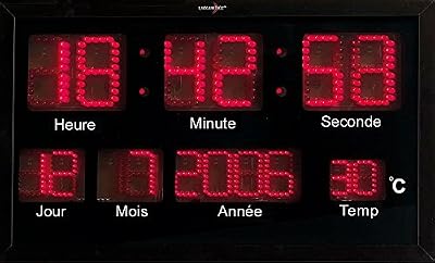 Lunartec Horloge Murale Radio-pilotée à LED Rouges