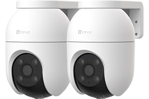 EZVIZ C8c (2 Pack) Wifi Outdoor Cameras Wired, 360° Pan Tilt, Support 512GB Card, No Monthly Fee, Human/Vehicle Detection, 1080P Colour Night Vision, Auto-Track, Wi-Fi CCTV Camera Systems (C8c 2MP)