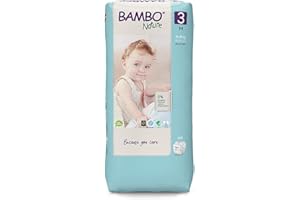 Bambo Nature Premium Eco Nappies, Eco-Friendly Sustainable Nappies, Enhanced Leakage Protection, Secure & Comfortable Baby Nappies, Secure & Comfortable - Size 3 Nappies (9-18lb/4-8kg), Midi, 52PK