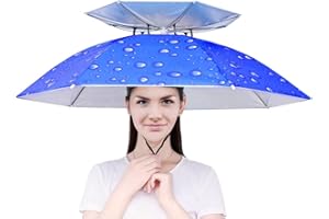 YANGSHINE 2PCS Regenschirm Hut mit elastischem Band, Outdoor Angeln Regenschirm Cap Folding Headwear Regenschirm Hut