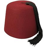 Village Hats Kastanienbrauner Fez Hut mit Schwarzer Troddel