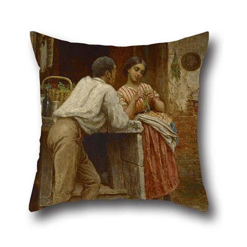 Preisvergleich Produktbild Slimmingpiggy Slimmingpiggy Comfortable Bedding Father And Daughter Are Chatting 20x20 Inch Pillow Case Throw Cushion Covers ,best For Outdoor,sofa,relatives,couples,bench,... 20 X 20 Inches