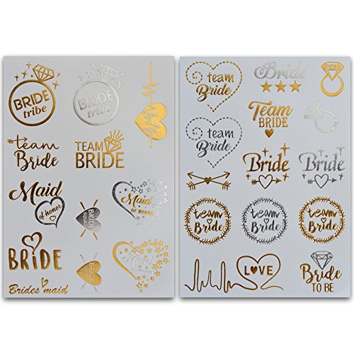 Junggesellinnenabschied Accessoires | Klebetattoos Team Bride Gold | JGA Gadget Set für Frauen – von Ahimsa Glow® - 5