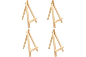 Peslogy 4pcs Wood Mini Easel Triangle Frame Wedding Table Card Stand Display Holder for Display Wedding Business Card Painting Craft Drawing Photo Number Place Name Card Holder Display Stand