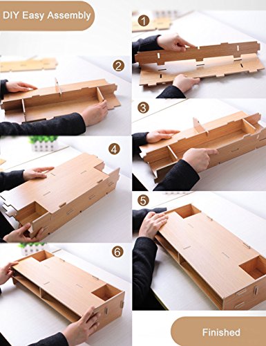 AZLife Holz Monitor Ständer DIY Verbindung Bildschirmerhöher Schreibtischregal für Laptops, Drucker oder Monitor, iMac, LCD TV Geräte,Schreibtisch Organizer mit Zusätzlicher Stauraum - 6