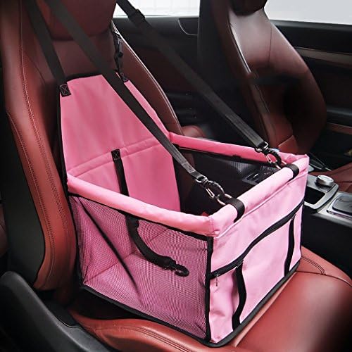 Pet Dog Car Seat Booster Carrier Protector Bag Cage Cover SYAODU Waterproof Deluxe Portable Dog Booster Travel Carrier Cover Seat Protector with Clip-On Safety Lesh and Extra Support Rods ( Color : Pink )