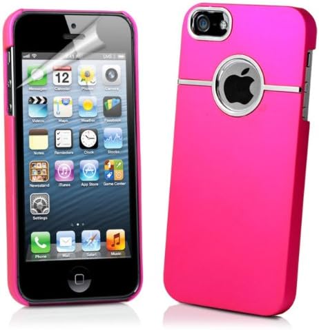 iPhone 5 5G 5th Gen Stylish Funky Hybrid Amour Chrome Hard Back Case Cover Smart phone + Free Screen Protector + Touch Screen Wiper (Hot Pink)