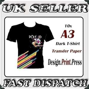 10 Premium Quality Dark T-Shirt A3 Transfer Paper Heat Press: Amazon.co.uk: Computers & Accessories