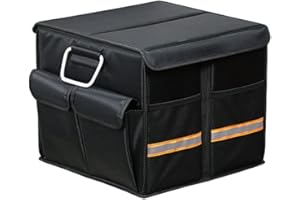 YUOCT 35cm S 36L Grande Organizador Maletero Coche Grande, Viaje Caja Almacenamiento Organizador Coche,Resistente,Plegable,Multicompartimento, Esenciales Para Coche Negro (S 13.8 x 13.8 x 11.8in)