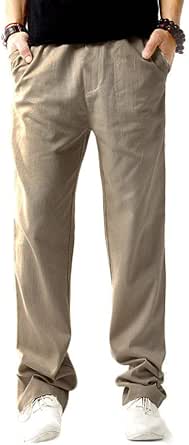 Inlefen Pantaloni Lunghi Sciolti in Lino Morbidi Estivi da Uomo Pantaloni  Lunghi in Vita Elasticizzati Traspiranti di Grossa Taglia Medi con Tasca :  Amazon.it: Abbigliamento