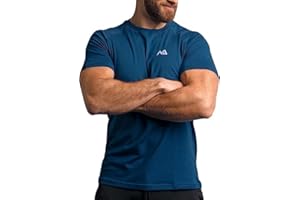 NATURAL ATHLET Slim-Fit Fitness Tshirt pour Hommes - T-Shirt de Gym Long à Séchage Rapide - Musculation, Entraînement en Force et Sport