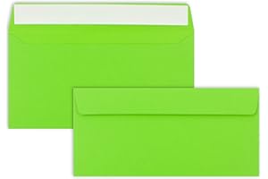 ‎FARBENFROH BY GUSTAV NEUSER 50 Brief-Umschläge DIN Lang - Hell-Grün - 110 g/m² - 11 x 22 cm - sehr formstabil - Haftklebung - Qualitätsmarke: FarbenFroh by GUSTAV NEUSER