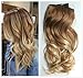 17" one piece full head clip in hair extensions ombre wavy curly (Light brown to sandy blonde)
