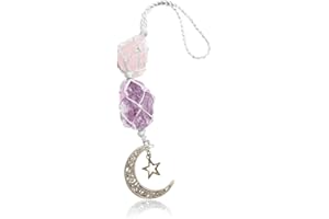 JNNJ Ornement Suspendu Voiture, Cristal Auto Rétroviseur Pendentif, Décoration Voiture Pendentif Fenêtre En Cristal, Accessoires Décoration Auto(Rose/Violet)