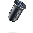 Anker Caricabatteria Auto Mini 24 W 4.8 A Doppia USB Metallo, Adattatore Auto PowerDrive 2 Alloy Flush Fit LED Blu, per iPhon