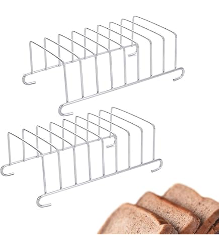 Porta Toast In Acciaio Inox - 2 Pezzi Con 8 Scomparti - Griglia Per Pane Tostato - Per Tostapane, Friggitrice Ad Aria - Foto 5