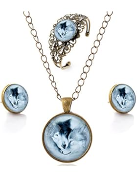 lureme® Zeit Gem Series Einfach Jahrgang Stil Pendant Halskette Stud Ohrringe Armreif Schmuck-Sets(SET005)