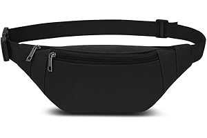QINLOV Banane Ceinture de Course Homme Femme - Sac à la Taille Etanche Réglable pour Cyclisme, Gym, Balade, Escalade, Voyage, Randonnée (Noir)