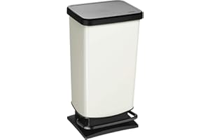 Rotho Poubelle avec pédale et couvercle, Plastique (PP) sans BPA, Blanc, 40 l (35,3 x 29,5 x 67,6 cm)
