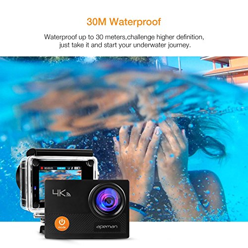 APEMAN Action Cam 4K WIFI Camera 16MP Ultra Full HD Unterwasser Kamera Helmkamera Wasserdicht mit 2.4G Fernbedienung 2 verbesserten Akkus und Montage ZubehÃ¶r Kit
