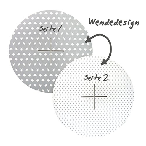 Muffinständer Frau Wundervoll aus festem Karton im Wendedesign – Seite 1 grau, weiße Sterne / Seite 2 weiß, graue Punkte – Etagere / Cupcakeständer - 2