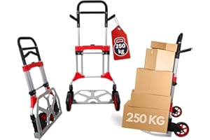 ‎PROREGAL PROREGAL Klappbare Profi-Sackkarre Elephant | HxBxT 112x60x61cm | Traglast 250kg | Aluminium, ergonomische Griffe, Leichtlauf-Vollgummiräder | Schwarz-Rot-Silber | Transportkarre Staplerkarre
