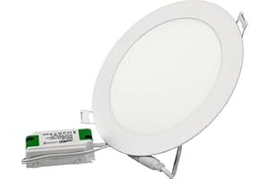 Jandei – Downlight LED Empotrable, 12W, 960 Lumen, Forma Redonda, Orificio para Empotrar Ø 150, Extraplano 13 mm Profundidad, Color de Luz Blanco Frío 6000K, Transformador Incluido