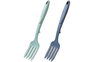 FKWKUW 2Pcs Fourchette De Cuisson en Silicone, Fourchetts Flexible Résistant À La Chaleur Multifonctionnel Antiadhésif Fourchette À Mélanger pour Cuisine Remuer Mélanger Purée (Lac Bleu, Bleu F