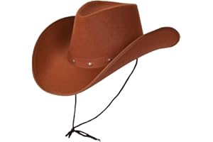 seemeinthat Brown Studded Cowboy Hat Wild Western Sheriff Cowgirl Stag Hen Rodeo Fancy Dress