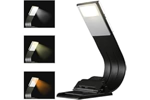 Vinmooog Luci led Lampada da Lettura lampada led,3Colori luce per lettura libri a letto luce da lettura per libro luce lettura libro notturna con Clip Luce per Lettura Libri a Letto (nero)