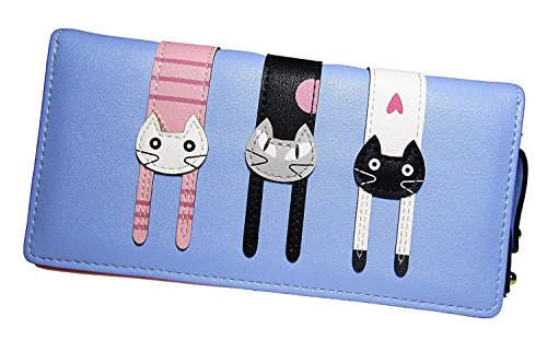 Preisvergleich Produktbild Coface Frauen-nette Katze Wallet Bifold Lange Geldbörse mit Reißverschluss