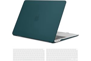 TECOOL Funda para MacBook Air 13 Pulgadas M1 A2337 A2179 A1932, 2020 2019 2018 Touch ID, Carcasa Protectora Dura de Plástico Mate y Cubierta del Teclado Español, Verde Azulado Profundo