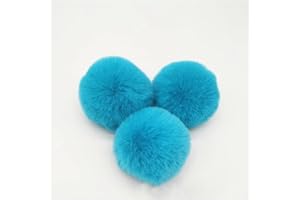 BrightGlow Kunstfell Pompon 8cm Weiche Pompons zum Basteln Groß Pom Pom Bälle Fellbommel Kunstfell-Pom-Poms DIY Pom Pom Bälle Kaninchenfell Bommel für Mützen Beanies Tasche Seeblau 10 Stück