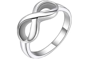 JewelryWe Bague Femme Amour Symbole Infini Infinity Alliance Fiançailles Acier Inoxydable Anneaux Fantaisie Bijoux Argent 8mm