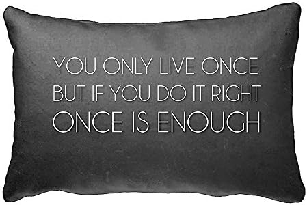 You Only Live Once Quote White and Black Bedding Pillow Cover Soft Cotton Polyester Standard Pillowcase Cover
