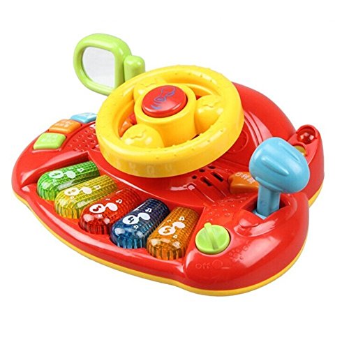 Fajiabao Birthday Gifts for Kids Electronic Steering Wheel Music Keyboard Piano with Beautiful Flashing Lights Musical Learning Toy for Baby Gift