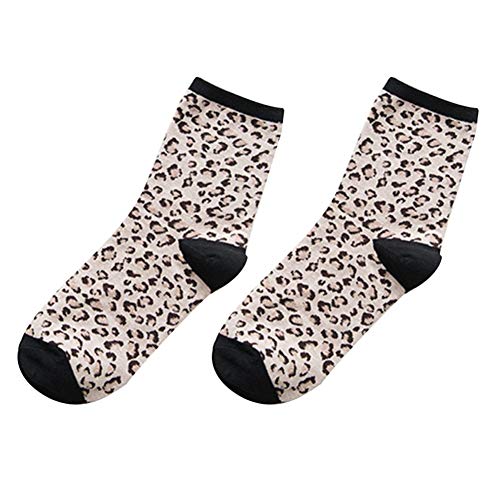 Preisvergleich Produktbild SEGRJ Damen Socken mit Leopardenmuster, atmungsaktiv, Baumwolle, elastisch, Mittelrohr, Schwarz