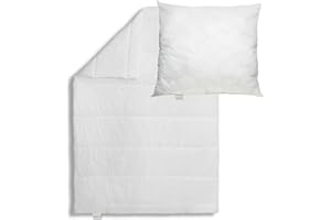 Bodyprotect Bettwaren Set, Ganzjahresdecke 135 x 200 cm + Kopfkissen 80 x 80 cm, Bettdecke Ecoline, medium Steppdecke, waschbar, Made in EU, Allergiker geeignet, weiß