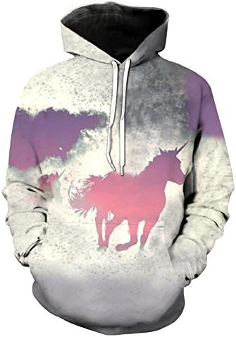 YYHSO Unisex Hoodies 3D Printed Unicorn Long Sleeves Casual Thicker Sweatshirt , unicorn , S