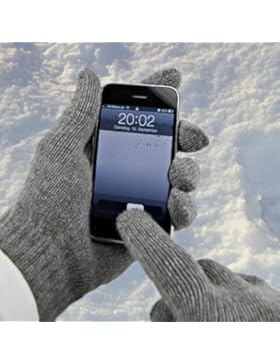 Touchscreen Smartphone Handschuhe Lammwolle dunkelgrau Größe S/M iPhone Samsung Nokia AVVY