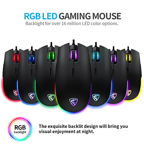 Rat  n RGB para Videojuegos  Xergur 6 DPI Modo Programable de 8 Botones con Luces   pticas Rat  n para Videojuegos USB para PC Computadora Laptop Rat  n con una Definici  n de 16 Millones de LEDs  Editor de Macros con Compatibilidad de Ratio de Polling 4 para Pro Gamers Win 10 8 7 XP  Negro 