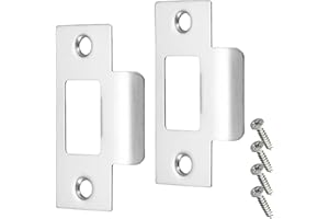 LIUQOBN 2PCS Door Strike Plate,70mm x 40.3mm with 8Pcs Matching Screws for Door Jamb Reinforcement（Silvery）