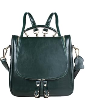 S-ZONE Frauen Dame Retro Drei Weg Kleine Echtes Leder Rucksack Schultasche Handtasche