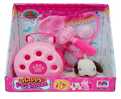 Transportin con perro y accesorios de veterinario