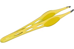 2EASY - Pinzetta Classic per sopracciglia in Acciaio Inox, pinzetta professionale ciglia per uomini e donne, con punta obliqua - Impugnatura antiscivolo (Giallo)