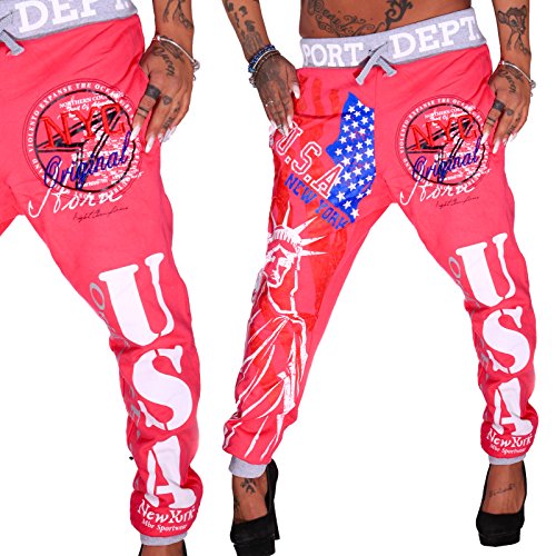 Damen lange Trainingshose | NYC (L-fällt größer aus, Pink)