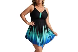 Hanna Nikole Damen GroßE GrößEn Badekleid Einteiler Bauchweg Badeanzug Shape Bademode GerüSchter Schwimmanzug Weiche Strandmode Mit Badeshorts &Verstellbarer Schultergurt